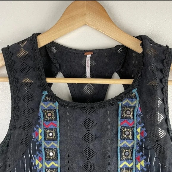 Free People Water Lily Mini Skater Dress Black Size 0 - Picture 4 of 10